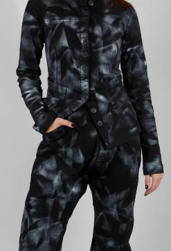 Pal Offner Trousers^Stretch Denim Balloon Trousers in Black with Silver Finish