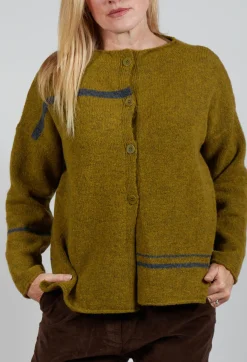Operificio Neirami Cardigans^Stripe Cardigan in Cedro and Rig Grigion