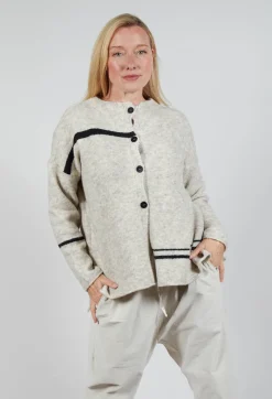 Operificio Neirami Cardigans^Stripe Cardigan in Panna and Rig Nera