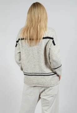 Operificio Neirami Cardigans^Stripe Cardigan in Panna and Rig Nera