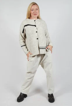Operificio Neirami Cardigans^Stripe Cardigan in Panna and Rig Nera