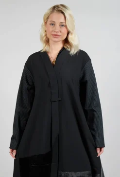 Moyuru Coats^Stripe Coat in Black