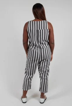 Thing Dresses^Stripe Jumpsuit in Light Grey