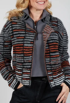 Sarah Pacini Cardigans^Stripe Pin Cardigan in Orange Glitter