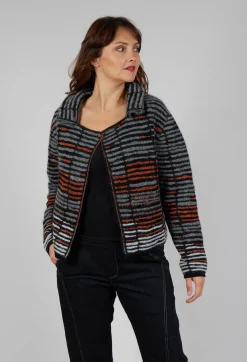 Sarah Pacini Cardigans^Stripe Pin Cardigan in Orange Glitter
