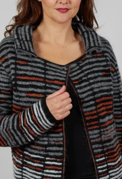 Sarah Pacini Cardigans^Stripe Pin Cardigan in Orange Glitter