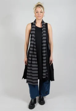 Pluslavie Scarves^Stripe Scarf in Black and Grey