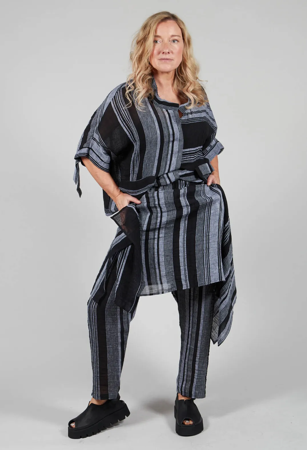 Kedziorek Trousers^Stripe Trousers in Black and Grey