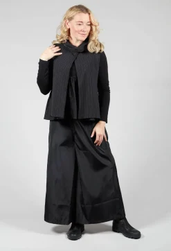 Amici Jackets^Striped Back Tie Cotton Blend Vest in Black