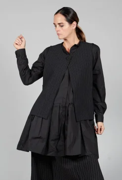 Amici Jackets^Striped Back Tie Cotton Blend Vest in Black