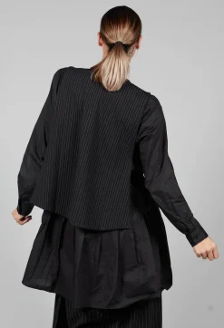Amici Jackets^Striped Back Tie Cotton Blend Vest in Black