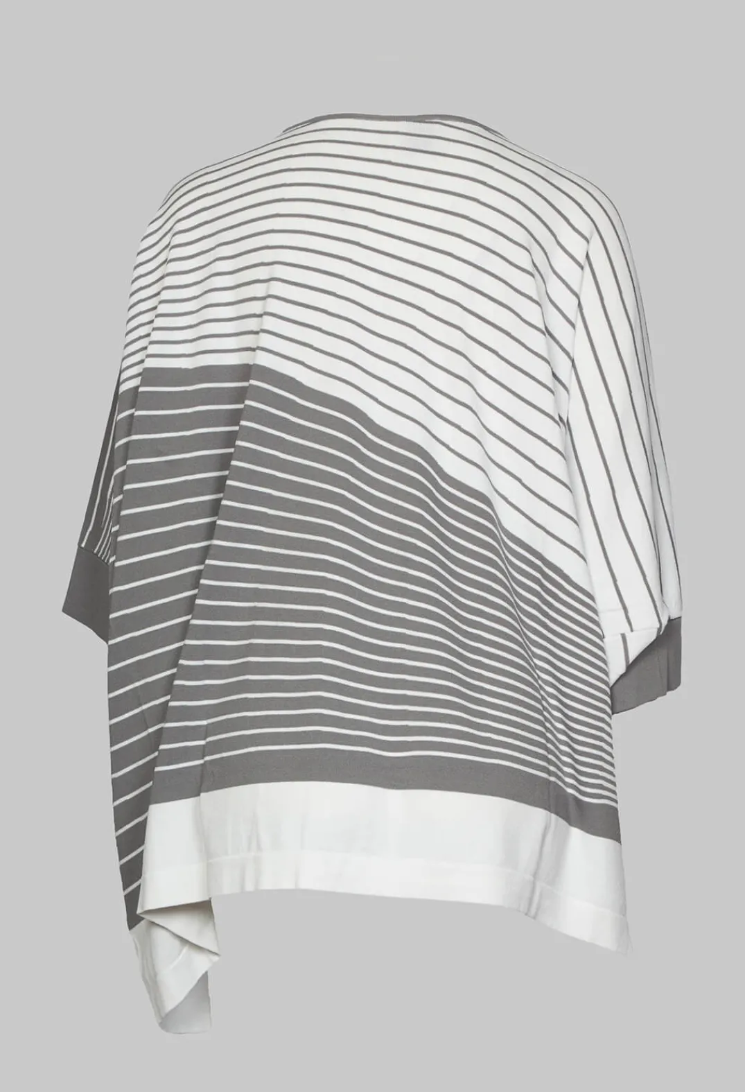 Nijii Jumpers^Striped Batwing Jumper in Grey and White