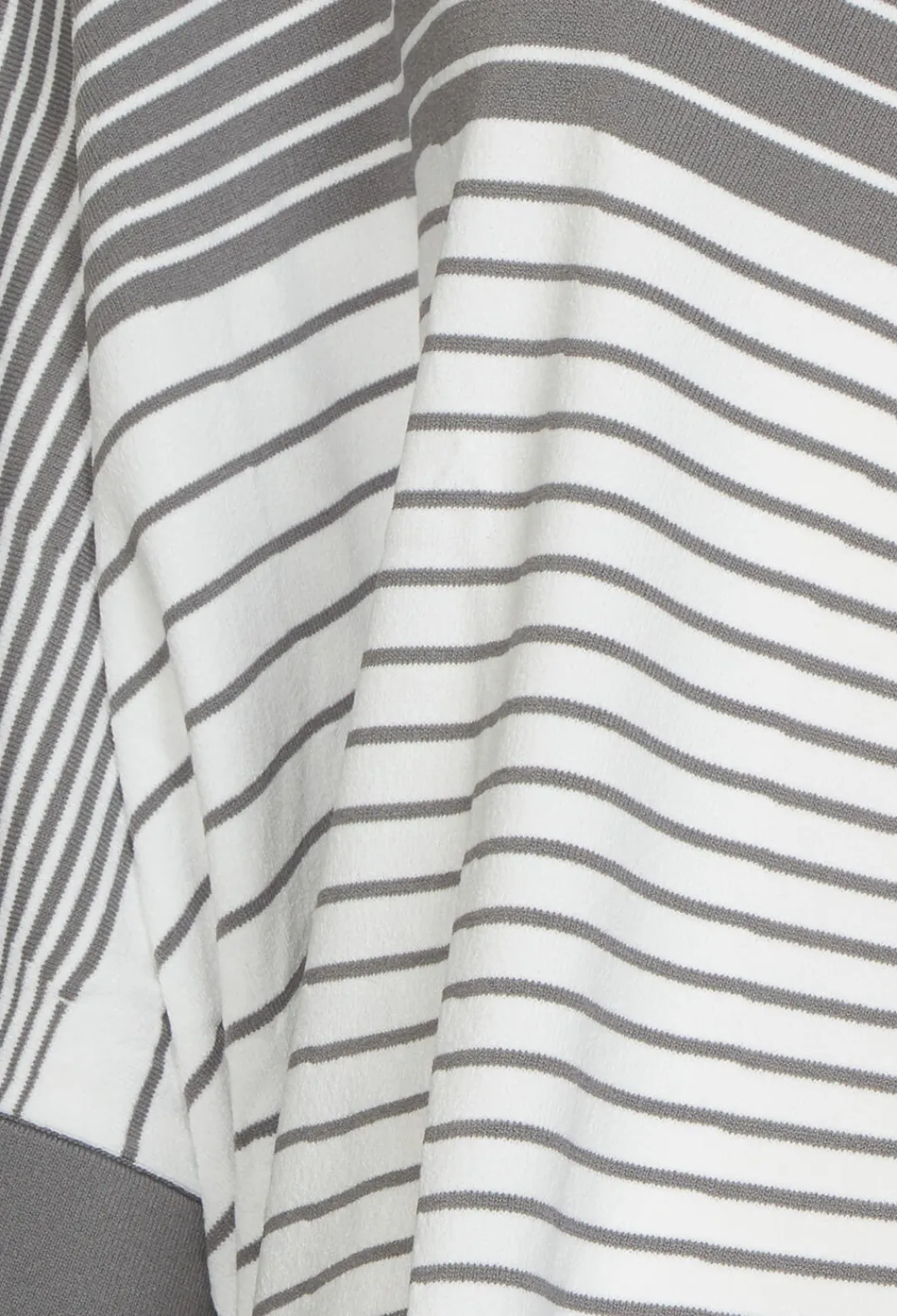 Nijii Jumpers^Striped Batwing Jumper in Grey and White
