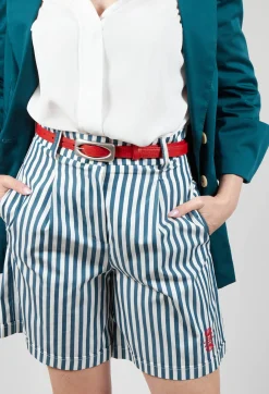 Beatrice B Shorts^Striped Bermuda Shorts in Poseidon Green