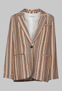 Nostra Santissima Jackets^Striped Blazer with Single Button Fastening