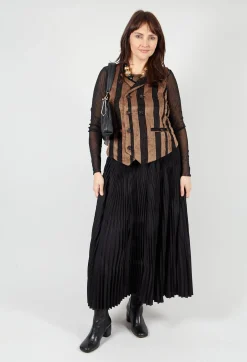 Aleksandr Manamis Jackets^Striped Corduroy Waistcoat in Black and Brown