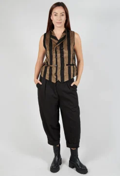 Aleksandr Manamis Jackets^Striped Corduroy Waistcoat in Black and Brown