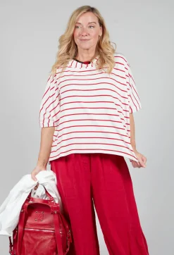 Operificio Neirami Tops^Striped Cotton Top in Rosso
