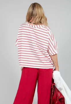 Operificio Neirami Tops^Striped Cotton Top in Rosso