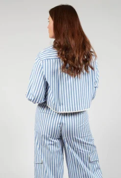 Beatrice B Shirts & Blouses^Striped Cropped Shirt in Hokusai Blue