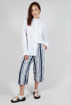 Hannoh Wessel Co-ords & Suits^Striped Cropped Style - Casual Trousers in White