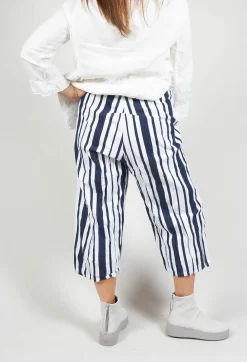 Hannoh Wessel Co-ords & Suits^Striped Cropped Style - Casual Trousers in White