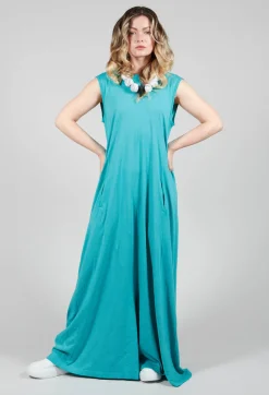 Rundholz Dip Jumpsuits^Striped Dye Effect Overalls with V Back in Aqua