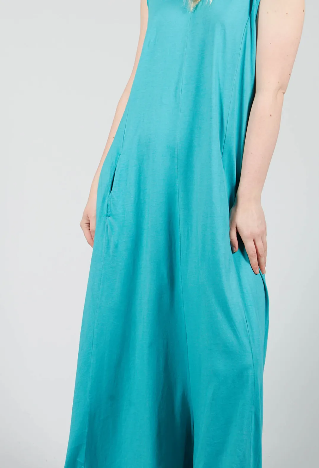 Rundholz Dip Jumpsuits^Striped Dye Effect Overalls with V Back in Aqua