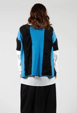 Moyuru Knitwear^Striped Knitted Top in Black / Blue