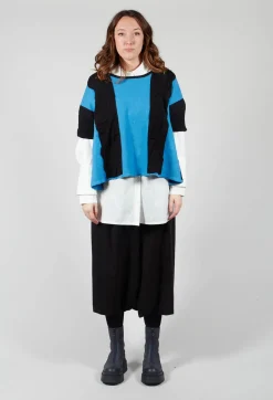 Moyuru Knitwear^Striped Knitted Top in Black / Blue