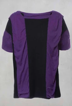 Moyuru Knitwear^Striped Knitted Top in Black / Purple