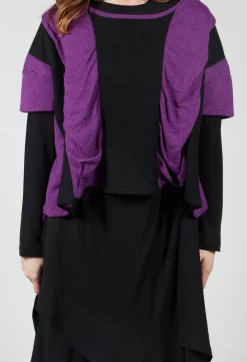 Moyuru Knitwear^Striped Knitted Top in Black / Purple