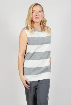 Apuntob Shirts & Blouses^Striped Linen Blouse in Milk/Black