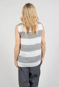 Apuntob Shirts & Blouses^Striped Linen Blouse in Milk/Black