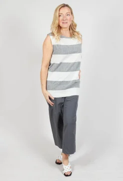 Apuntob Shirts & Blouses^Striped Linen Blouse in Milk/Black