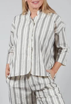 Aequamente Shirts & Blouses^Striped Mandarin Collared Shirt