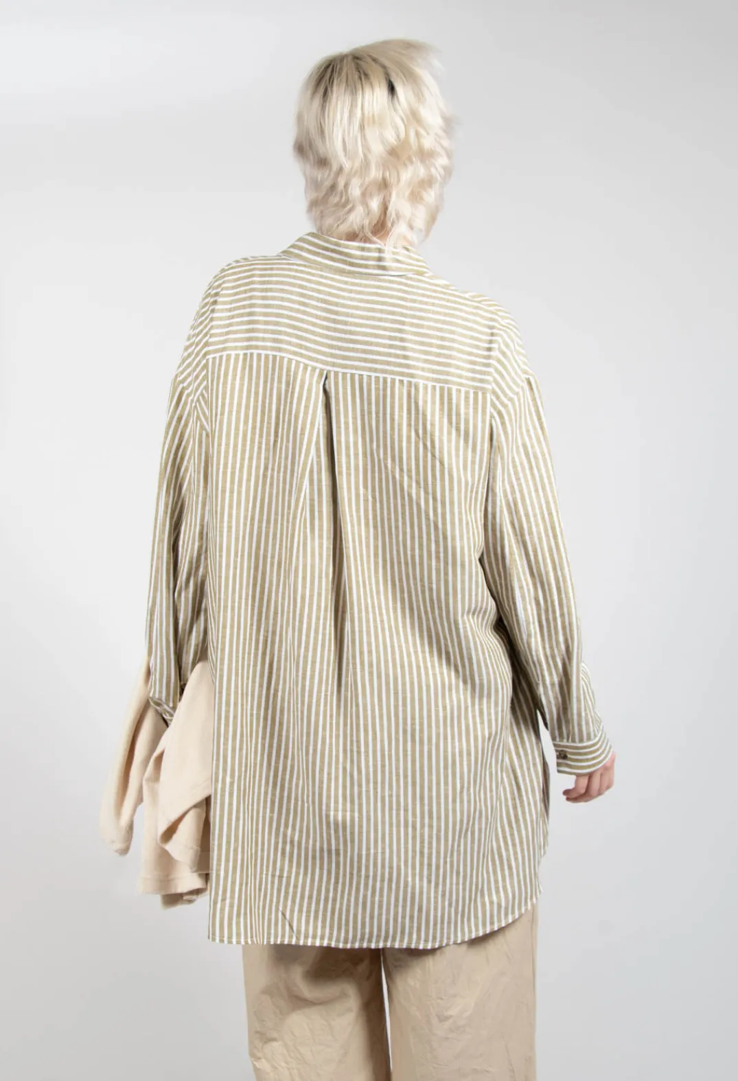 Operificio Neirami Shirts & Blouses^Striped Pleated Back Shirt in Riga Avocado