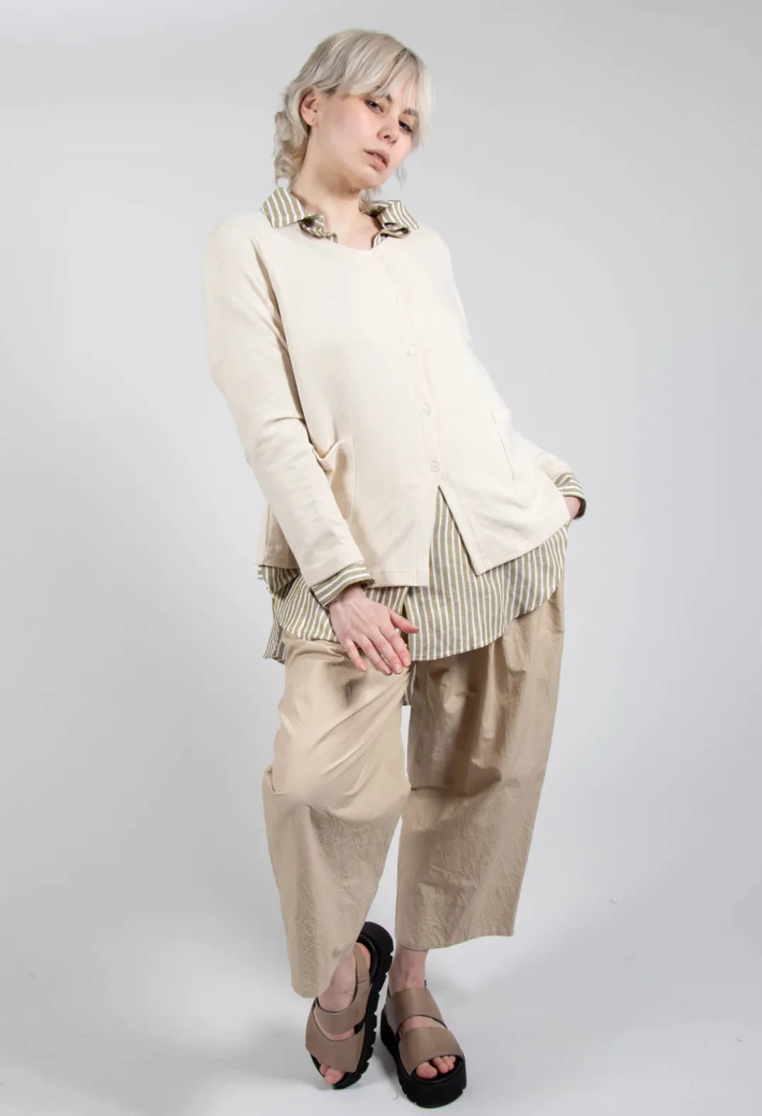 Operificio Neirami Shirts & Blouses^Striped Pleated Back Shirt in Riga Avocado