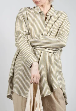 Operificio Neirami Shirts & Blouses^Striped Pleated Back Shirt in Riga Avocado