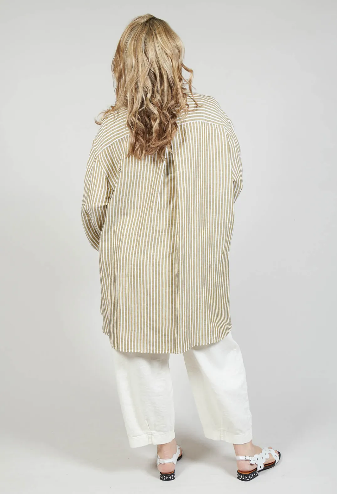 Operificio Neirami Shirts & Blouses^Striped Pleated Back Shirt in Riga Avocado