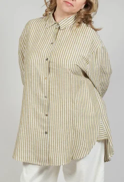 Operificio Neirami Shirts & Blouses^Striped Pleated Back Shirt in Riga Avocado