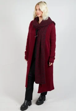 Pal Offner Scarves^Striped Scarf in Merlot and Black