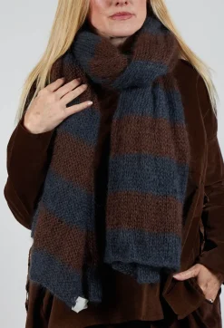 Album Di Famiglia Scarves^Striped Scarf in Midnight Coffee