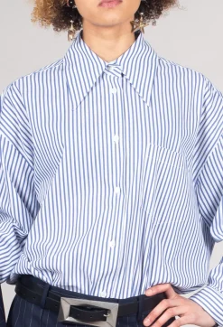 Mei Meij Shirts & Blouses^Striped Shirt in Off White and Blue