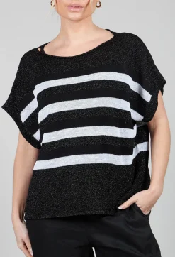 Sarah Pacini Jumpers^Striped Sweater Vest in Black