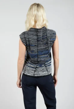 Sarah Pacini Jumpers^Striped Sweater Vest in Cyan