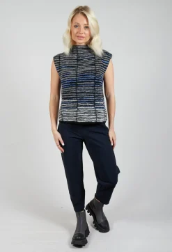 Sarah Pacini Jumpers^Striped Sweater Vest in Cyan