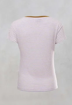 Niù T-shirts^Striped T Shirt with Contrast Neckline in Lilla