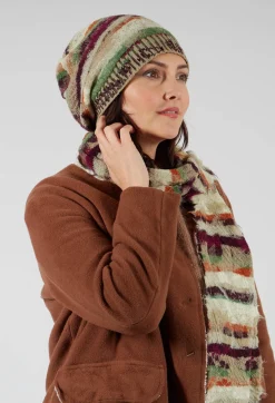 Butapana Hats^Striped Wool Hat in Greige