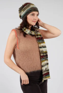 Butapana Hats^Striped Wool Hat in Taupe